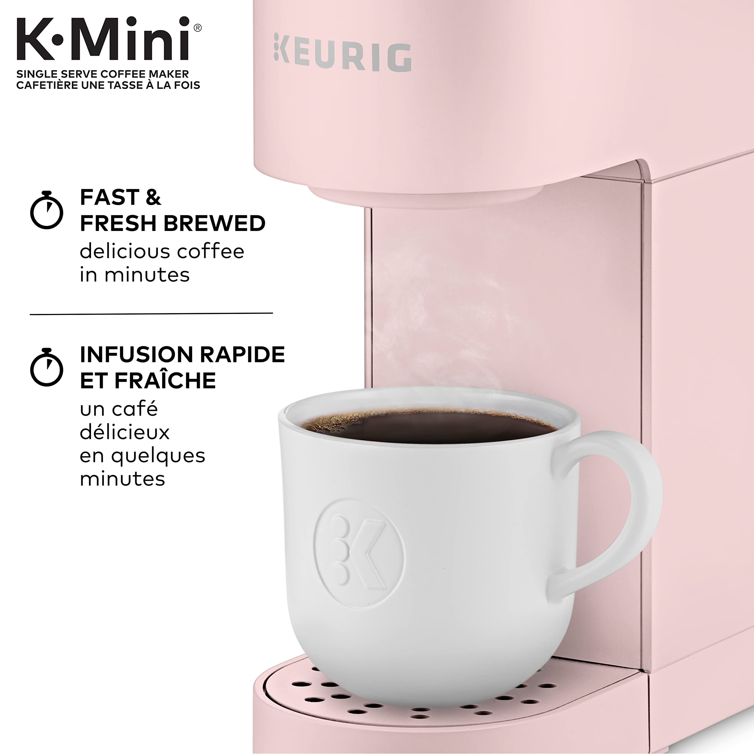 Keurig K-Mini Single Serve K-Cup Pod Coffee Maker, Featuring An Ultra-sleek Design, Dusty Rose 🍁 All In One Marketplace Canada