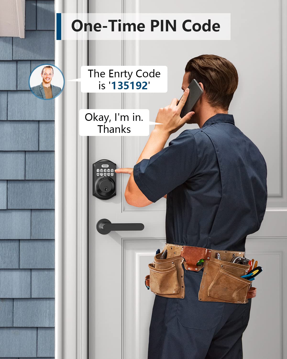 TEEHO TE001 Keyless Entry Door Lock with Keypad - Smart Deadbolt Lock for Front Door with 2 Keys - Auto Lock - Easy Installation - Matte Black 🍁 All In One Marketplace Canada