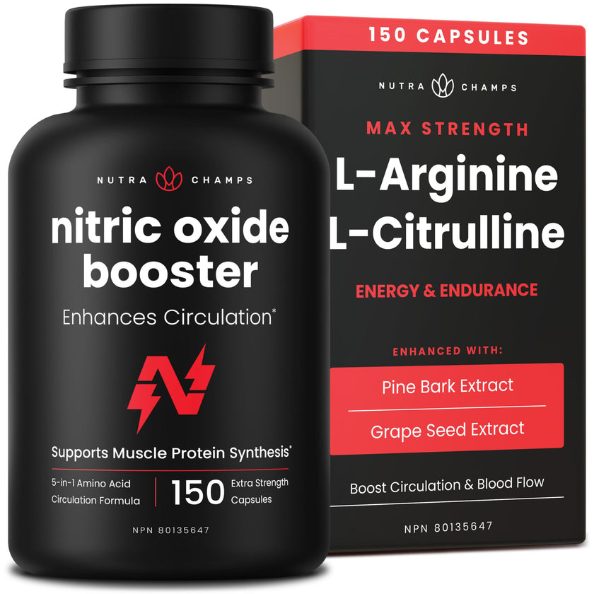 Nitric Oxide Supplement – L-Arginine, L-Citrulline Malate, AAKG, Pine Bark & Grape Seed Extract – Extra Strength Nitric Oxide Booster for Men – Supports Energy, Circulation, Stamina (Pack Of 1) 🍁 All In One Marketplace Canada