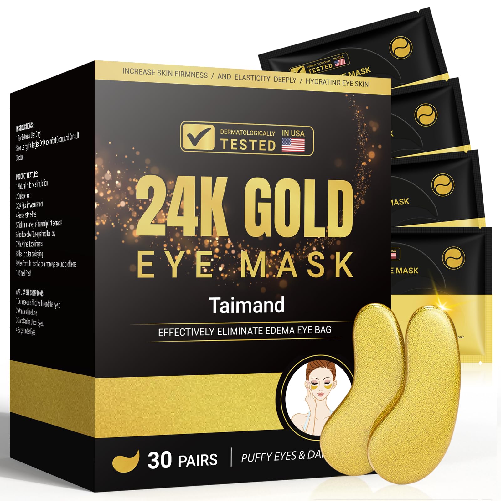 Under Eye Patches (30 Pairs), 24k Gold Eye Patches for Women and Men, Bachelorette Party Favors, Birthday Gift for Women - Skincare Self Care - USA Tested 🍁 All In One Marketplace Canada