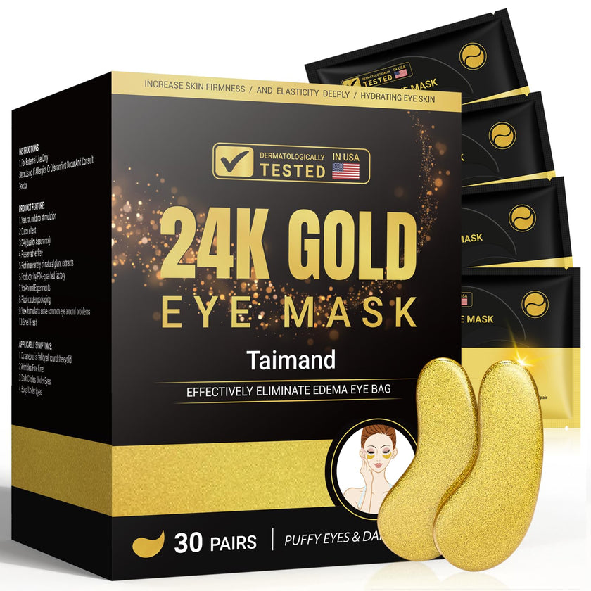 Under Eye Patches (30 Pairs), 24k Gold Eye Patches for Women and Men, Bachelorette Party Favors, Birthday Gift for Women - Skincare Self Care - USA Tested 🍁 All In One Marketplace Canada