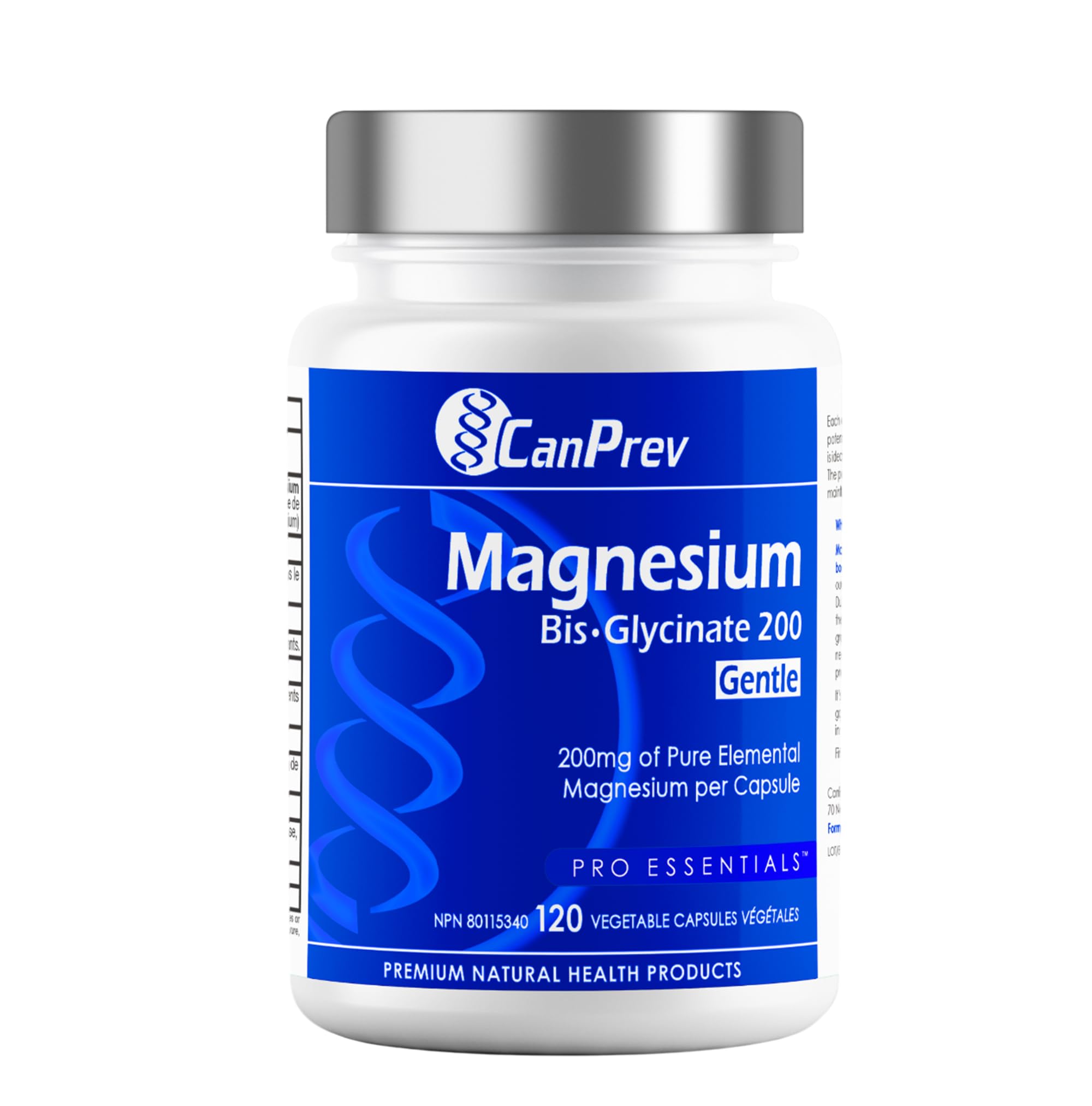 CanPrev Magnesium Bis-Glycinate Gentle 200mg, 120 V-Caps 120-Day Supply - Pure Elemental Magnesium Supplement, Supports Bone and Muscle Function, Gentle on Stomach, Perfect for Daily Magnesium Needs 🍁 All In One Marketplace Canada