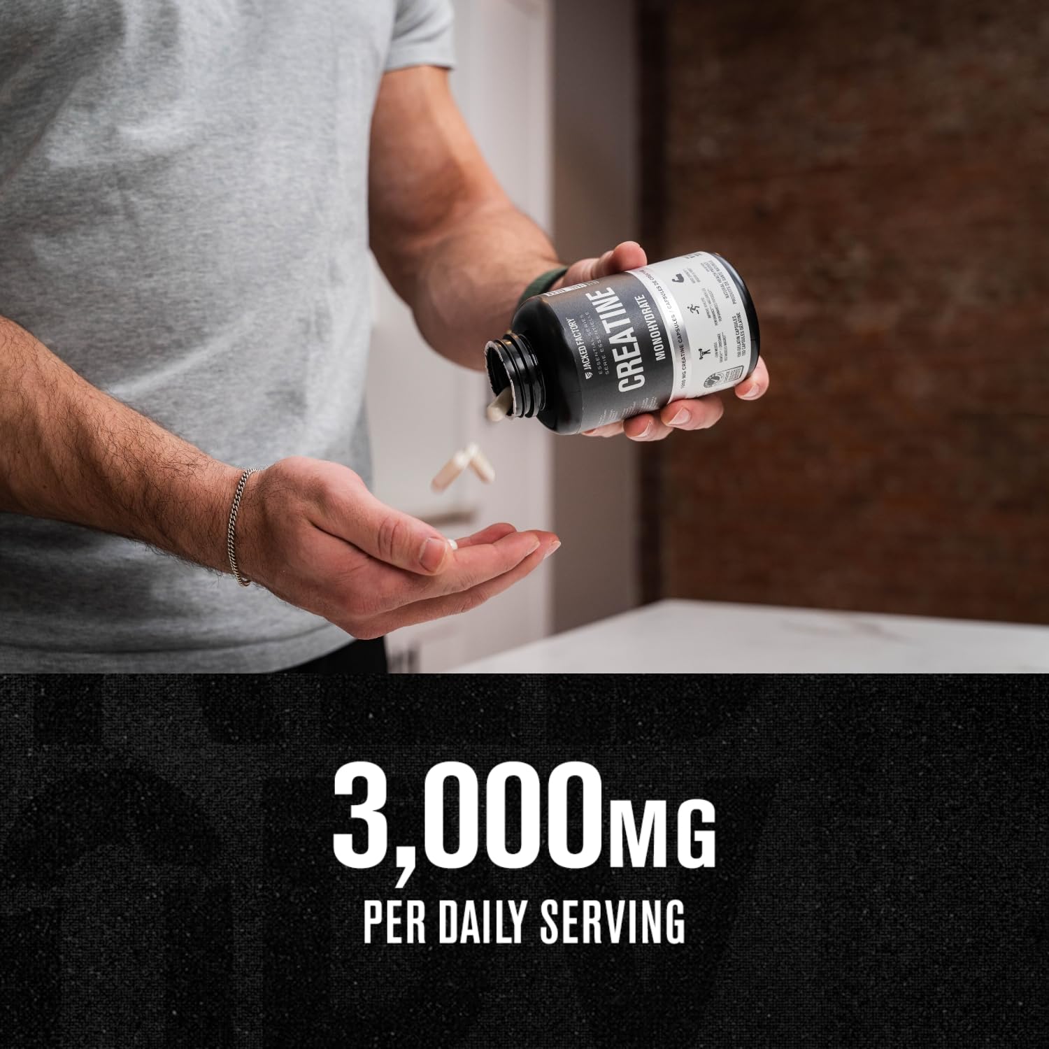 Jacked Factory Creatine Monohydrate Capsules - Canadian-Owned Supplement for Muscle Growth, Increased Strength, Enhanced Energy Output, and Improved Athletic Performance - 150 Pills 🍁 All In One Marketplace Canada