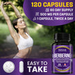 Maximum Strength Berberine Supplement 1000 mg Per Serving (500mg Per Capsule). Supports Healthy Glucose (Blood Sugar) and Lipid (Fats) Metabolism. Non-GMO, Vegan, Gluten-free. Bulk 120 Capsules. Proudly Canadian. Easy to Swallow. Kasha Nutrition