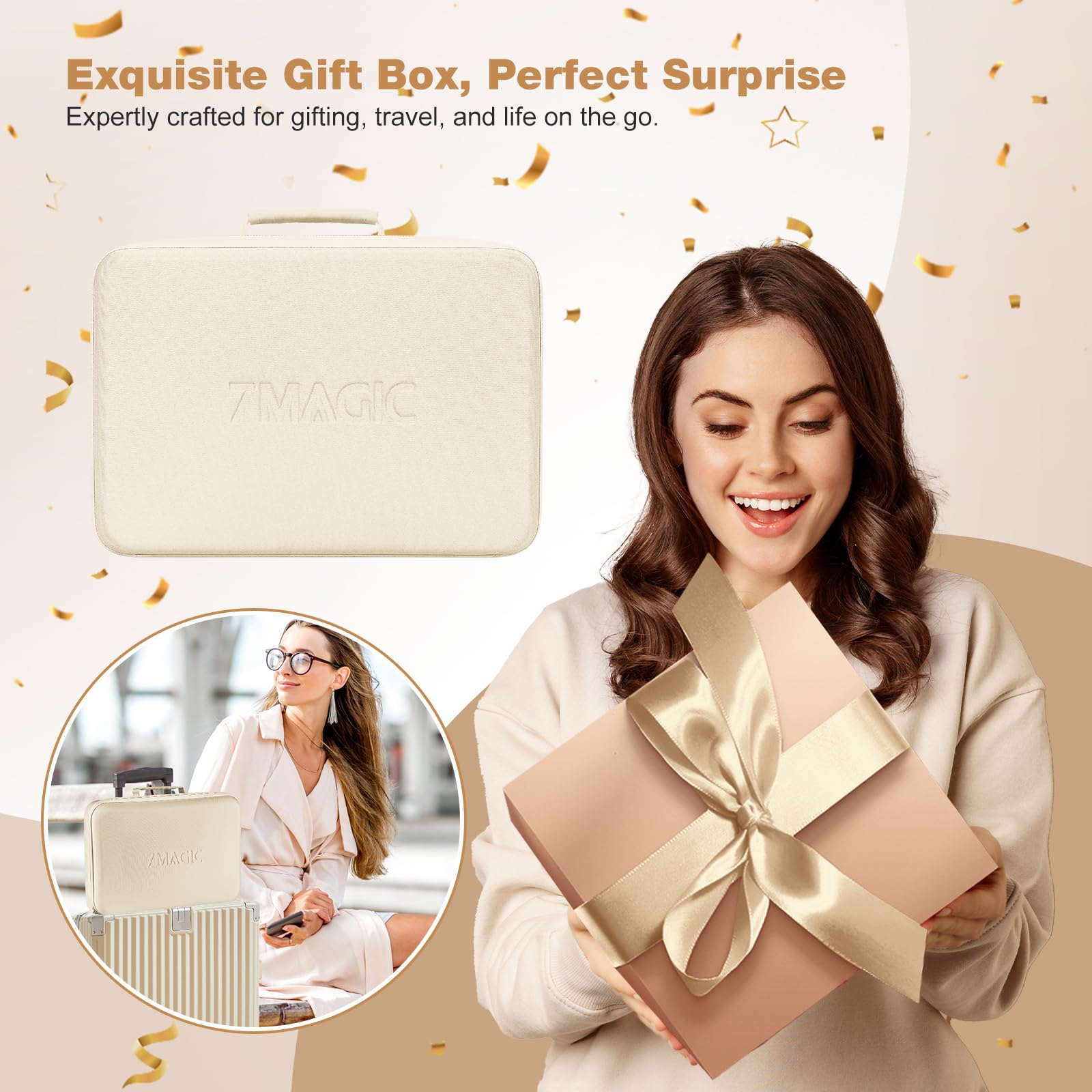7MAGIC 7 in 1 Hair Styler & Hair Dryer Brush,110,000 RPM High-Speed Negative Ionic Hot Air Styler, 1400W Powerful Blow Dryer Brush & Multi-Style for Straight,Wavy, Curly, and Coily Hair,Champagne Gold 🍁 All In One Marketplace Canada