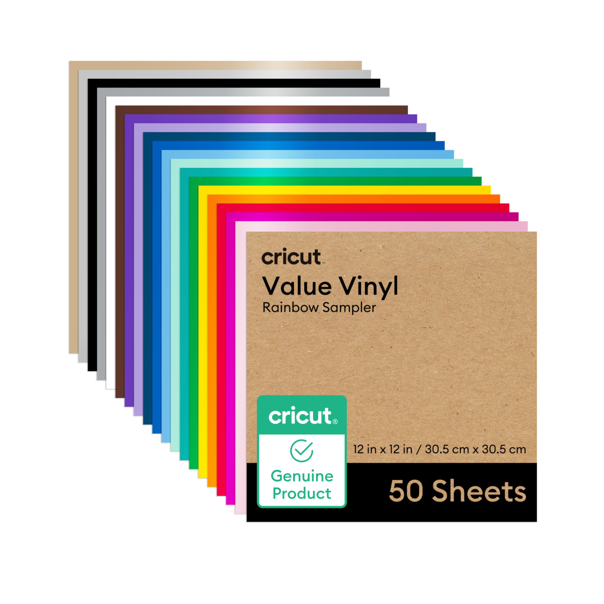 Cricut Value Permanent Vinyl - 50ft Rainbow Sampler, 12in x 12in Sheets (50 Count) 🍁 All In One Marketplace Canada