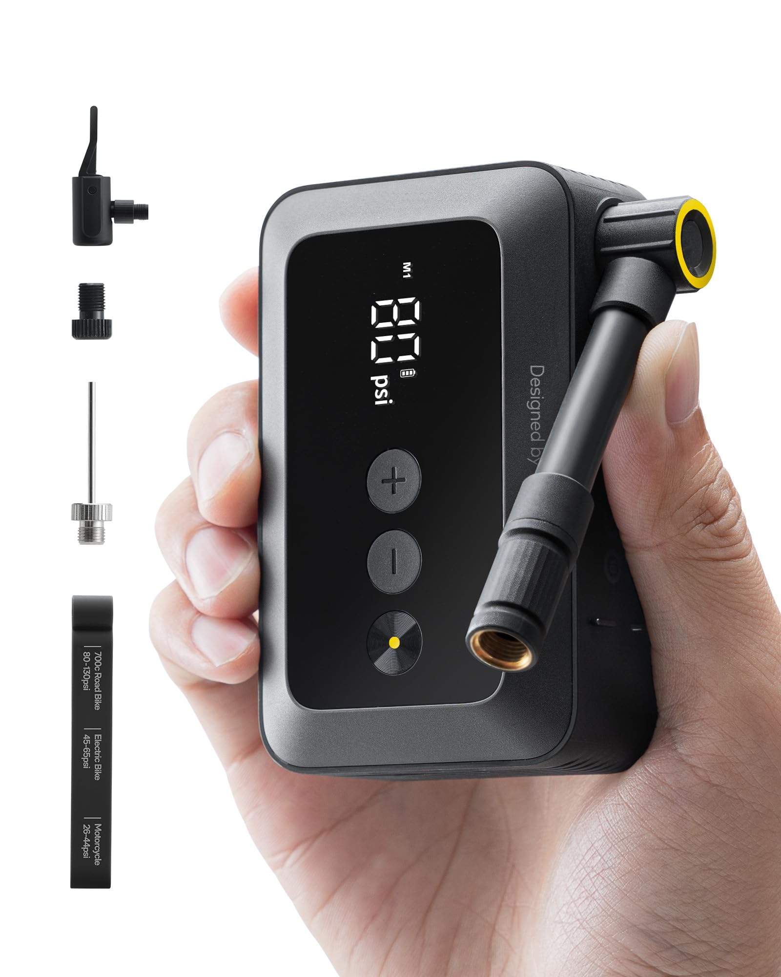 HOTO Electric Bike Pump, 150PSI Fast Inflate with Pressure Gauge, Mini Portable Bicycle Tire Inflator with Schrader & Presta Valve, for E-Bike, Road, Mountain, City and Fat Bikes, Motorcycle, BMX 🍁 All In One Marketplace Canada