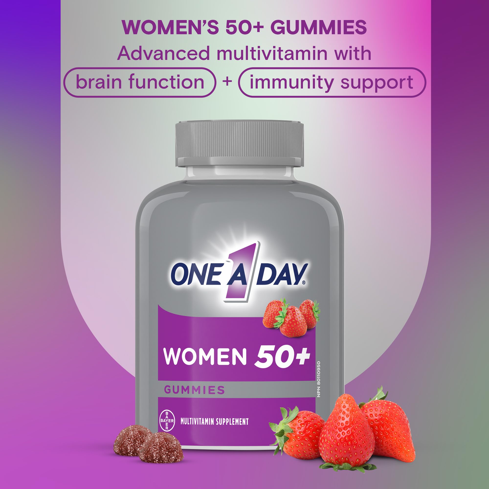 One A Day Women 50 Plus Multivitamin Gummies- Advanced Multivitamin Gummy with Brain Function & Immunity Support, Formulated with Vitamins & Minerals for Women 50+, 130 Gummies 🍁 All In One Marketplace Canada