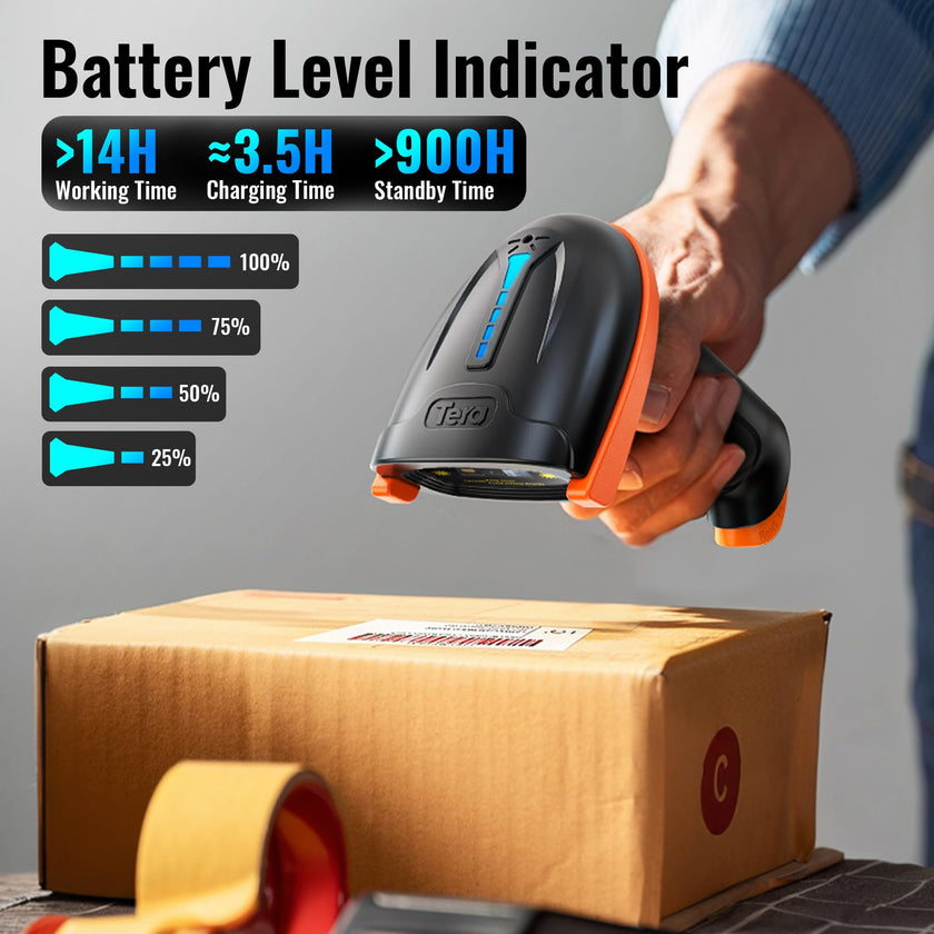 Tera Barcode Scanner Wireless 1D Laser Cordless Barcode Reader with Battery Level Indicator, Versatile 2 in 1 2.4Ghz Wireless and USB 2.0 Wired 🍁 All In One Marketplace Canada