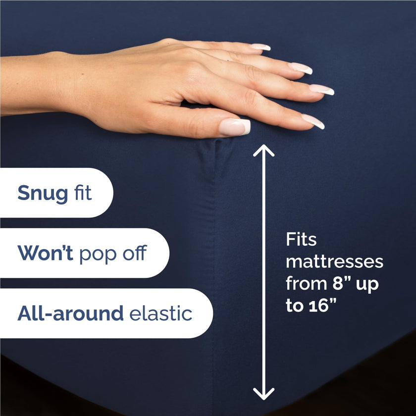 Full Size 4 Piece Sheet Set - Comfy Breathable & Cooling Sheets - Hotel Luxury Bed Sheets for Women & Men - Deep Pockets, Easy-Fit, Extra Soft & Wrinkle Free Sheets - Navy Blue Oeko-Tex Bed Sheet Set 🍁 All In One Marketplace Canada
