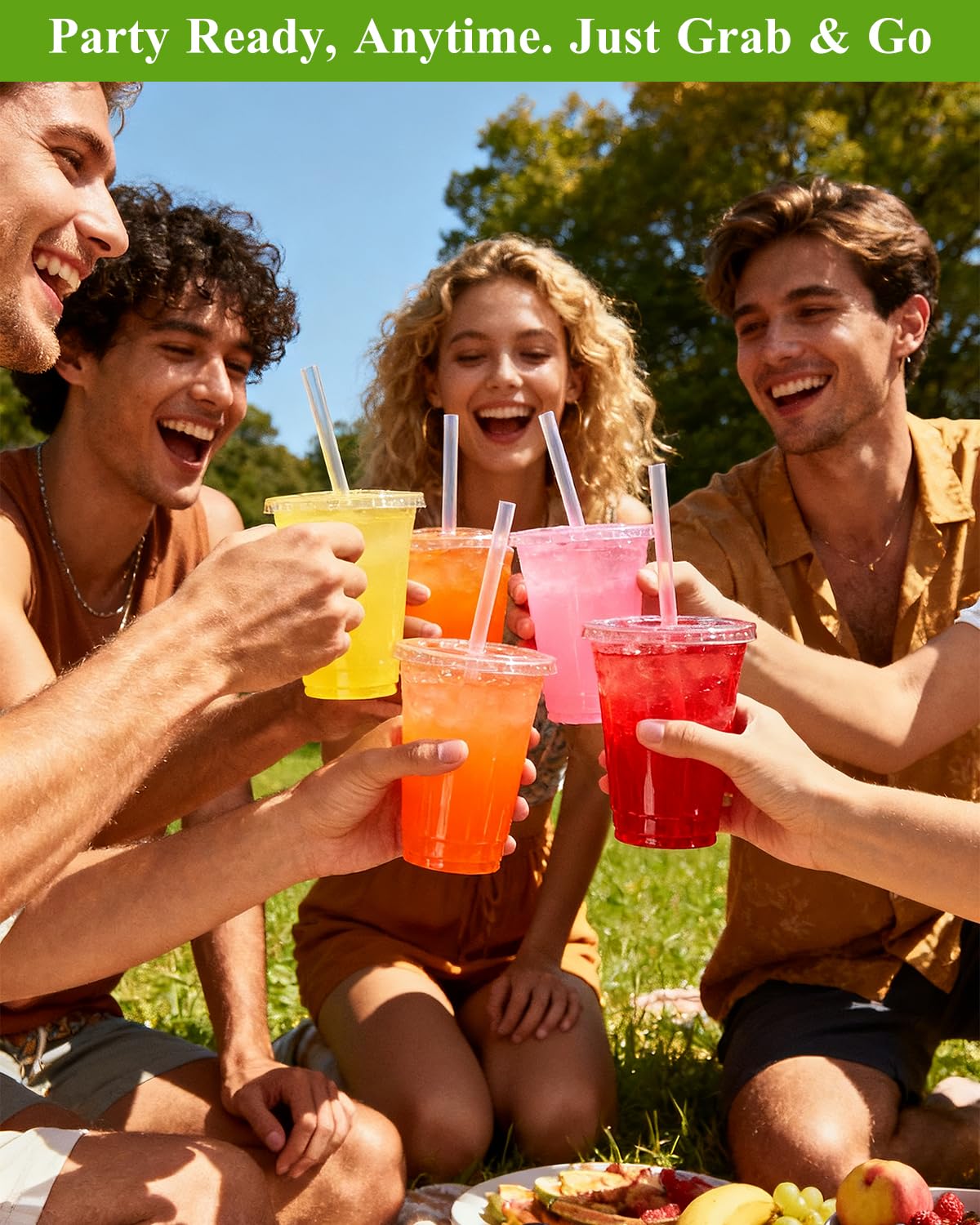 Goodluck 100 Pack 16oz Plastic Cups with Lids and Straws, Clear Disposable Iced Coffee Cups, Food Safe Cold Drink Cups for Bubble Tea, Smoothies & Shakes, BPA Free 🍁 All In One Marketplace Canada