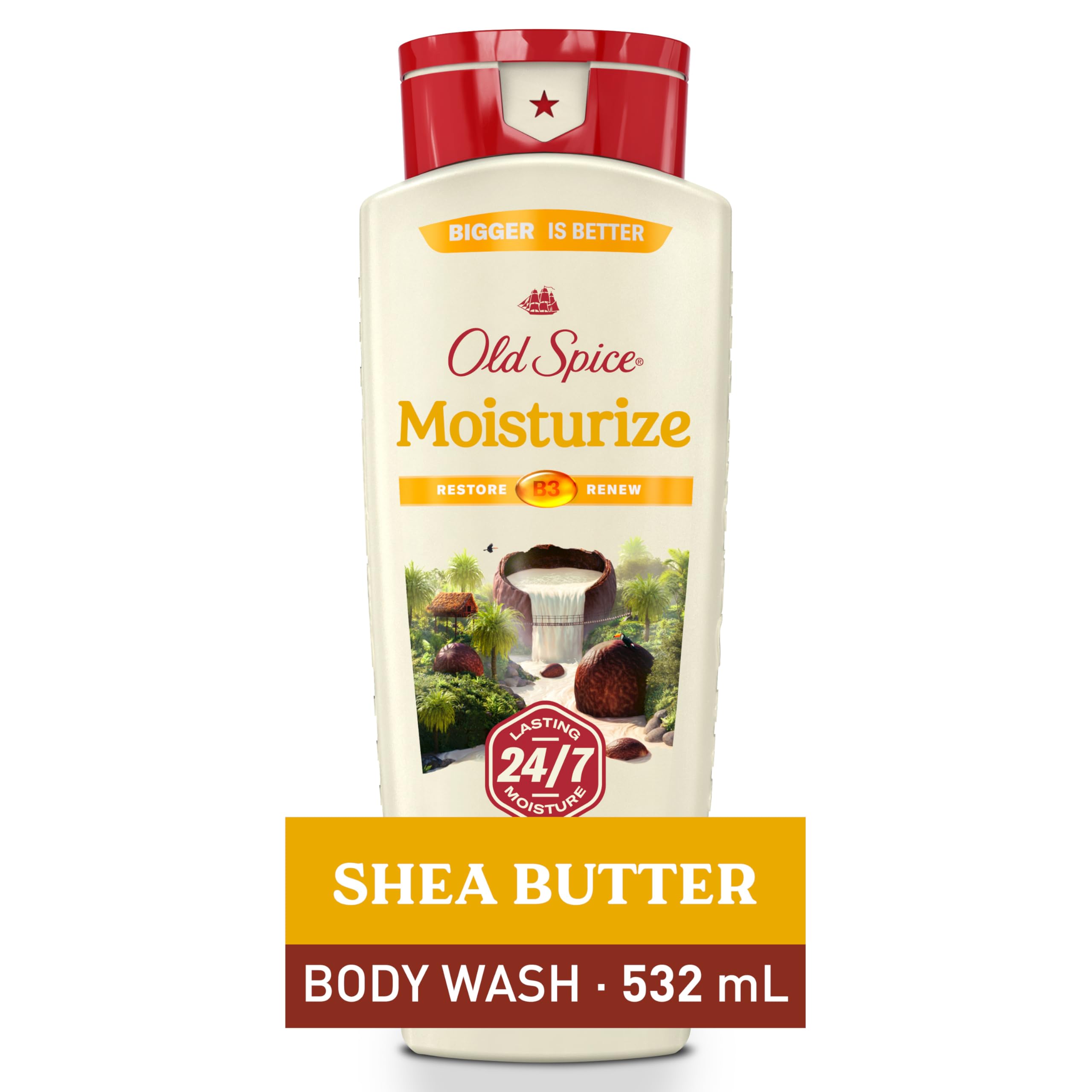 Old Spice Men's Body Wash Moisturize with Shea Butter, 24/7 Moisturization, Gentle on Skin, 2.12 L Total (4 Count of 532 mL Each) 🍁 All In One Marketplace Canada