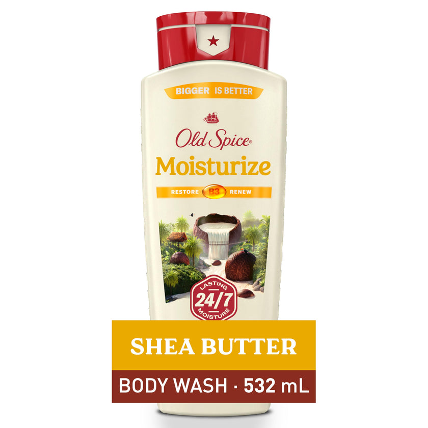 Old Spice Men's Body Wash Moisturize with Shea Butter, 24/7 Moisturization, Gentle on Skin, 2.12 L Total (4 Count of 532 mL Each) 🍁 All In One Marketplace Canada