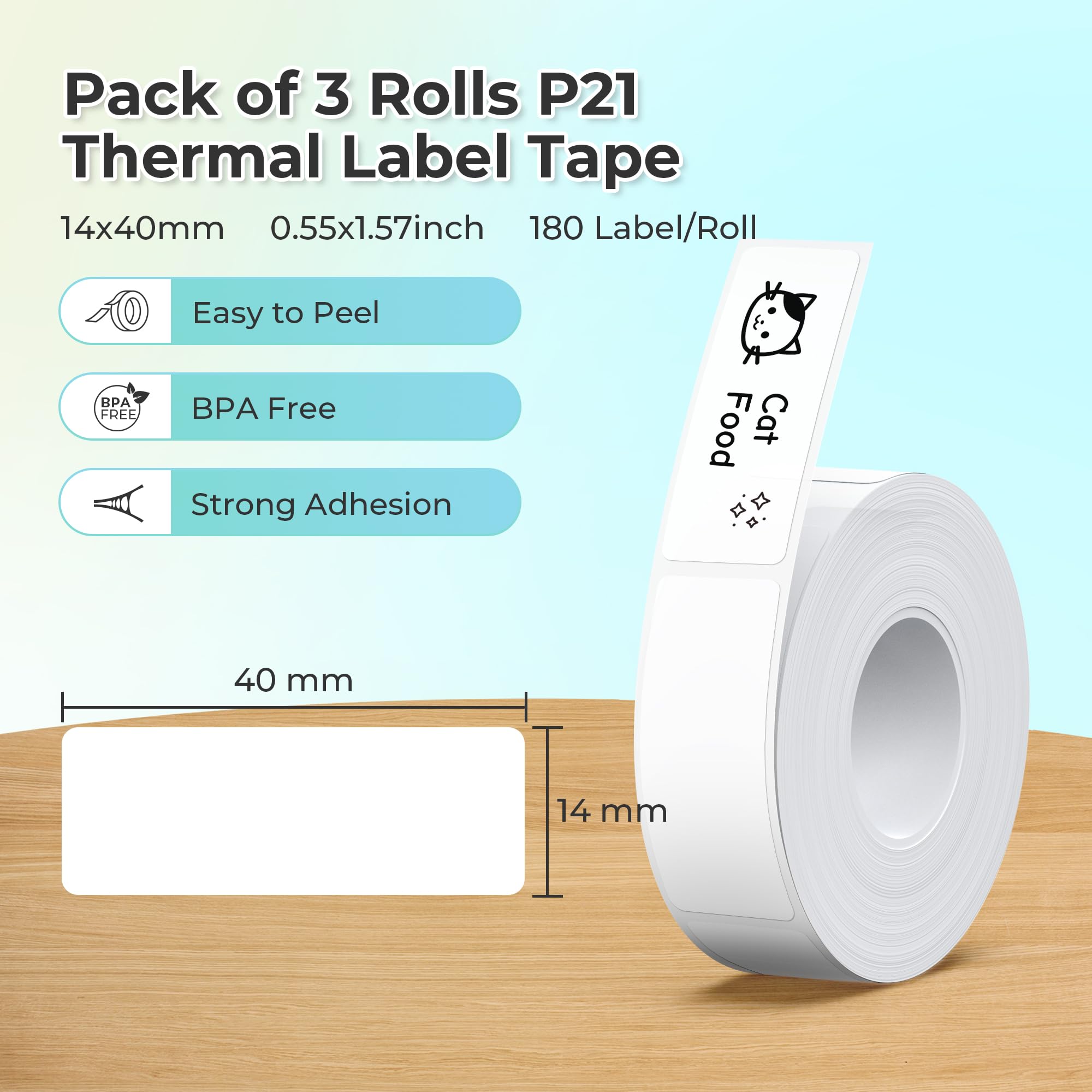 NELKO Genuine P21 Label Tape 14 x 40 mm Label Printing Paper Adhesive Tape Standard Laminated Replacement Multifunctional 180/Roll 3 Rolls 🍁 All In One Marketplace Canada
