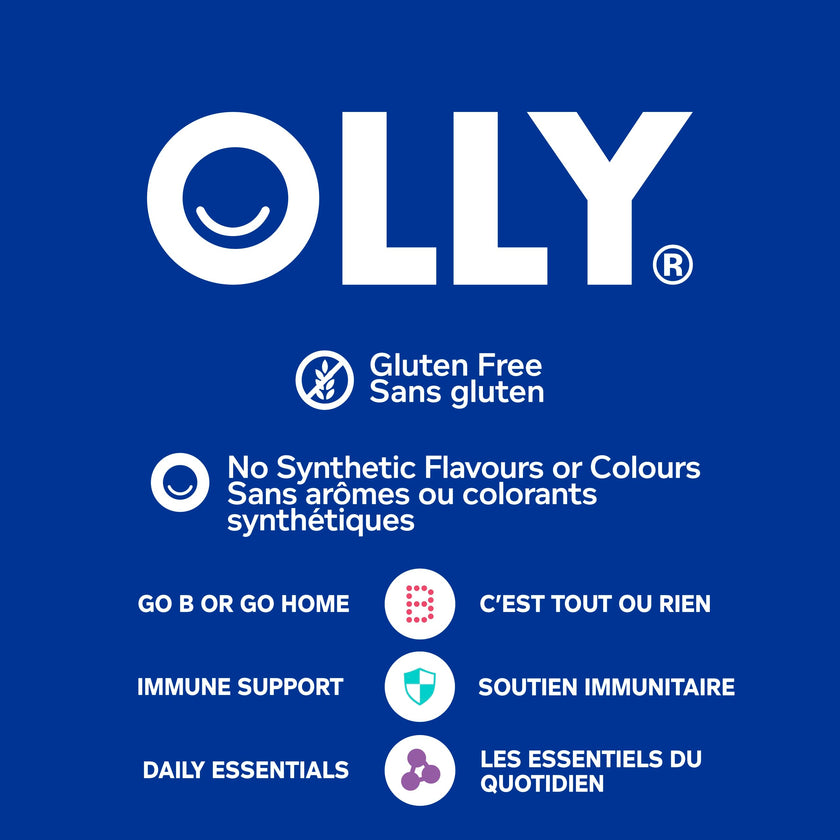 OLLY Men's Multi Gummy Supplement with no artificial flavours and colours Blackberry Blitz multivitamin to help support men's health 45 day supply 90 gummies 🍁 All In One Marketplace Canada