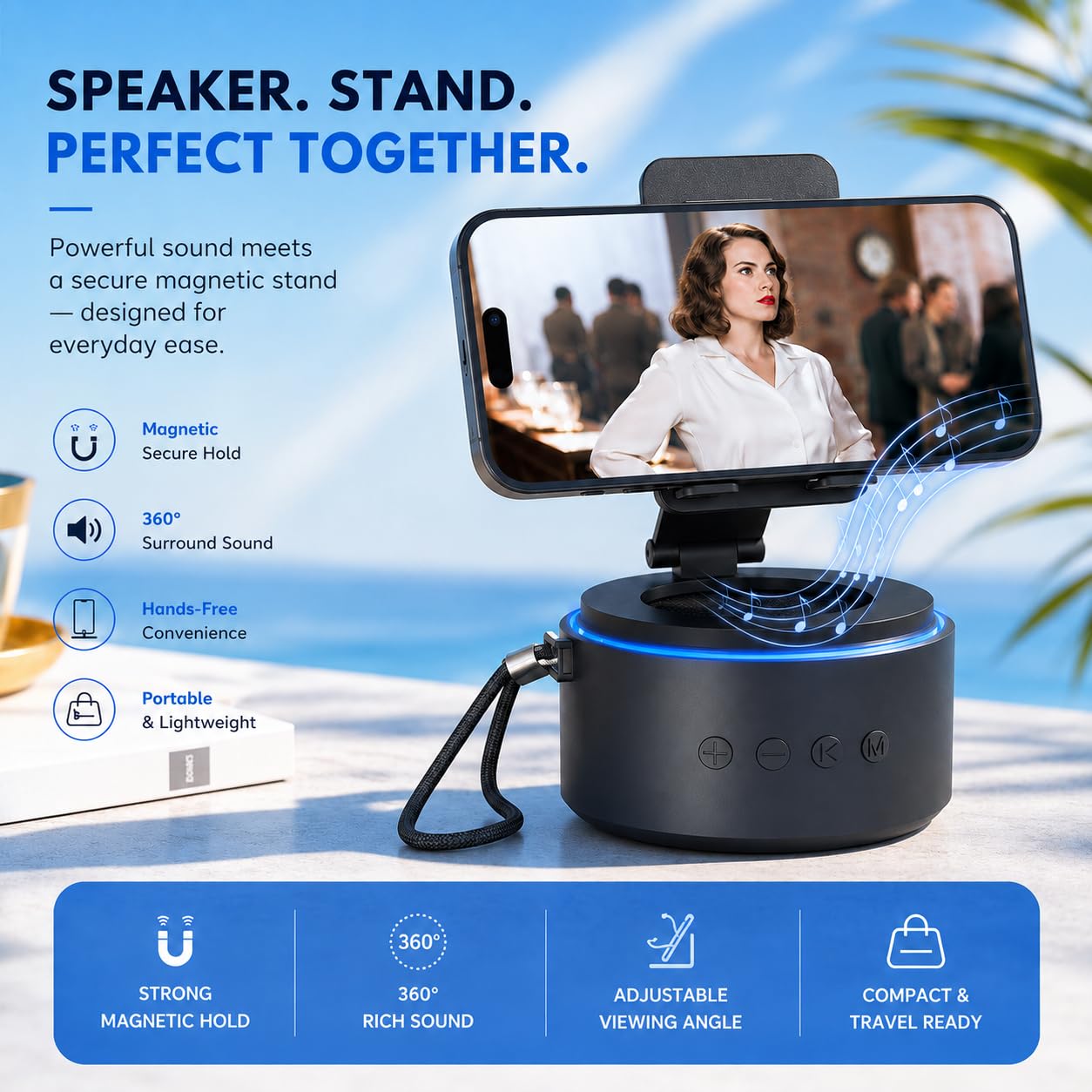 ZAPUVO Gifts for Men Dad, Bluetooth Speaker with Phone Stand, Christmas Anniversary for Men - Birthday Gifts for Him Husband Boyfriend, Wireless Speaker Phone Holder for Home Office Desk Use 🍁 All In One Marketplace Canada