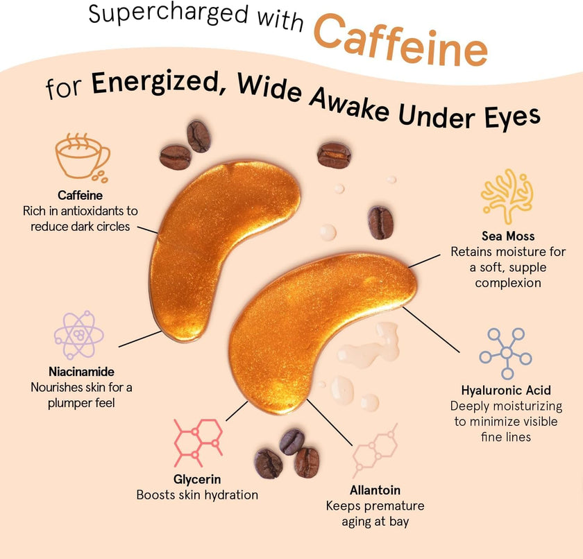 grace and stella Eye Patches with Caffeine - Under Eye Patches for Puffy Eyes - Revitalizing Under Eye Mask - Eye Pads with Niacinamide & Hyaluronic Acid - Vegan Eye Mask Skincare, 24 Pairs 🍁 All In One Marketplace Canada
