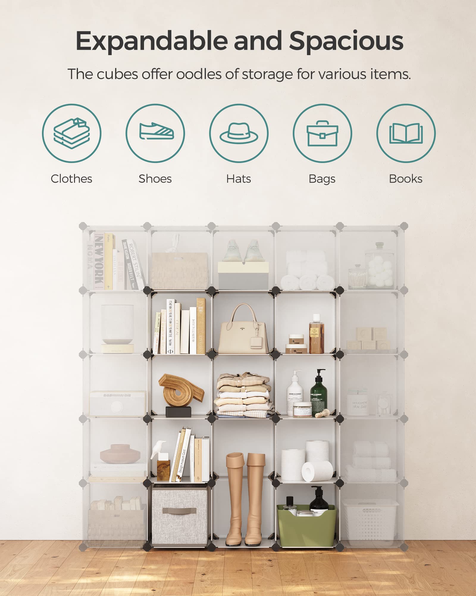SONGMICS Cube Storage Organizer, 16 Cube Closet Organizers 48.4 x 12.2 x 48.4 Inches, White ULPC44L 🍁 All In One Marketplace Canada