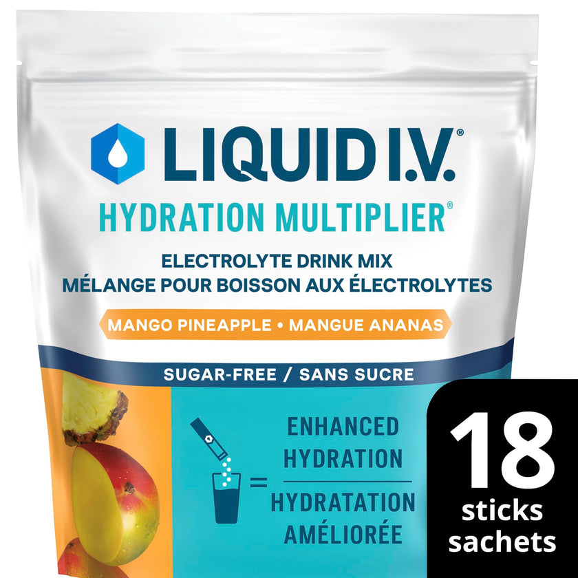 Liquid I.V. - Hydration Multiplier Electrolyte Drink Mix for Everyday - Hydration with Mango Pineapple flavour and Zero Sugar (18 sticks) 🍁 All In One Marketplace Canada