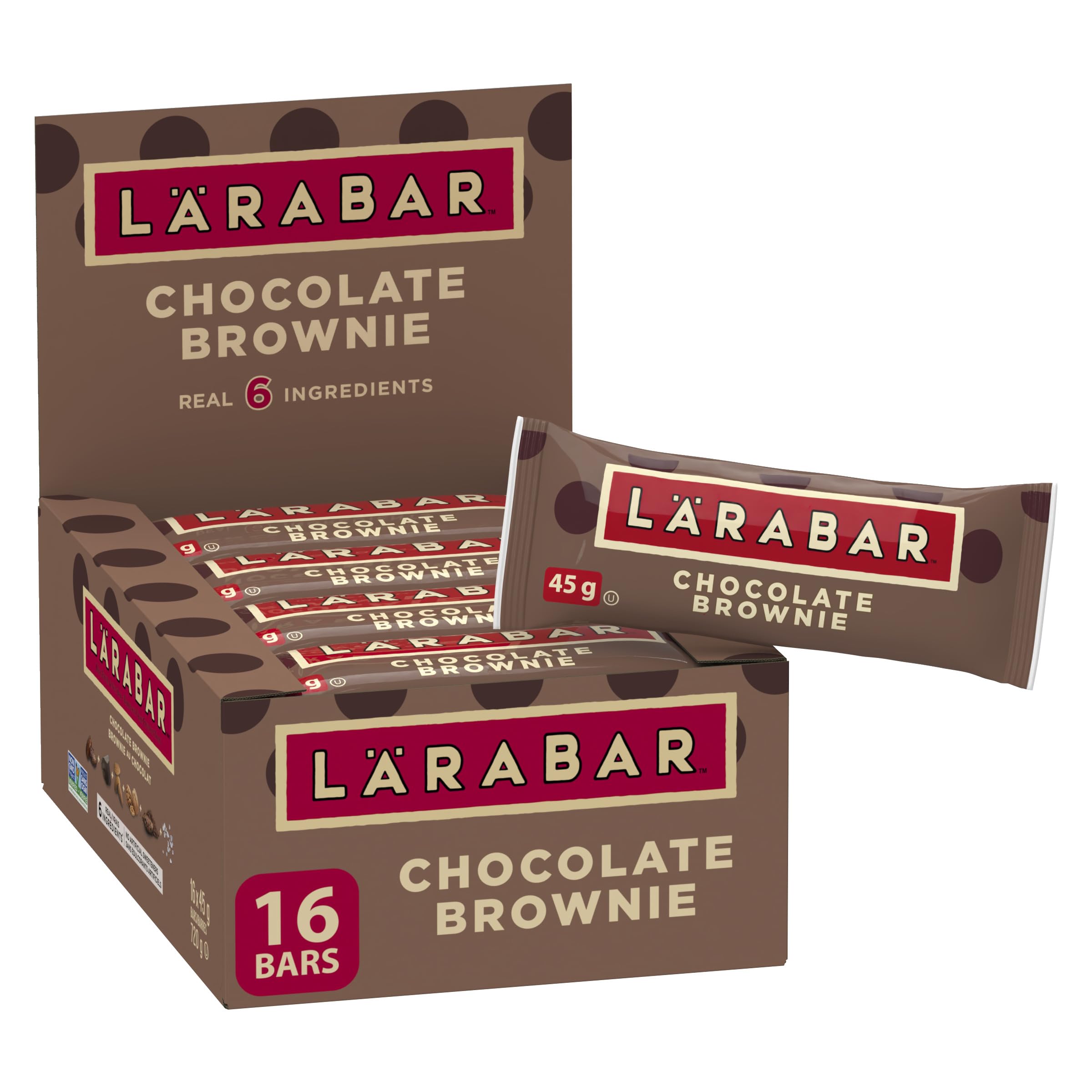 LÄRABAR Chocolate Brownie, Fruit and Nut Energy Bar, Pack of 16 Bars, Gluten Free, Vegan, Family Pack, Snack Bars, 720 Grams Package 🍁 All In One Marketplace Canada