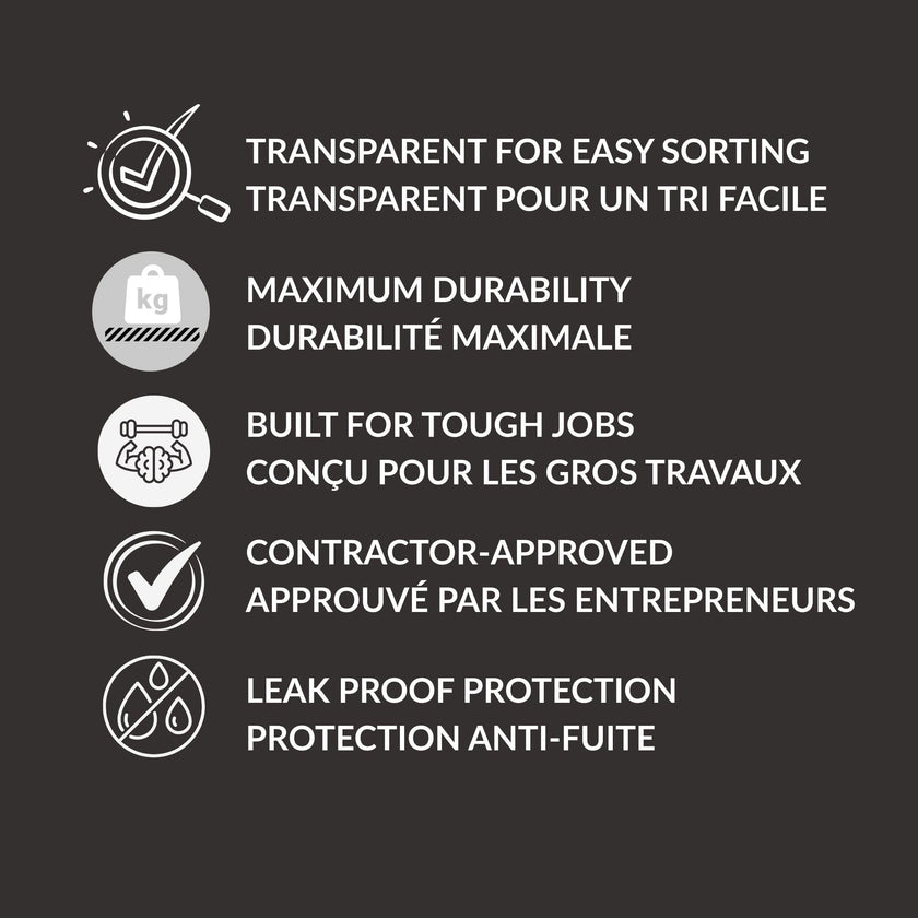 Maximum Heavy Duty Garbage Bags, 42-Gallon, 3 Mil, Clear Garbage Bags Extra Large, Tear Resistant, Industrial Strength, 32 Counts, Made In Canada 🍁 All In One Marketplace Canada