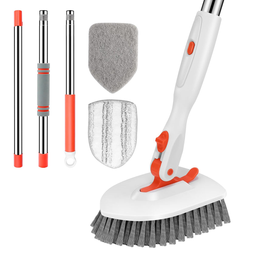 Setsail Floor Scrub Brush, 3-In-1 Tile Tub Floor Scrubber with 52-inch Adjustable Long Handle Shower Cleaner Brush and 3 Detachable Replacement Brush Heads for Cleaning Bathroom Kitchen Walls Tub Tile 🍁 All In One Marketplace Canada