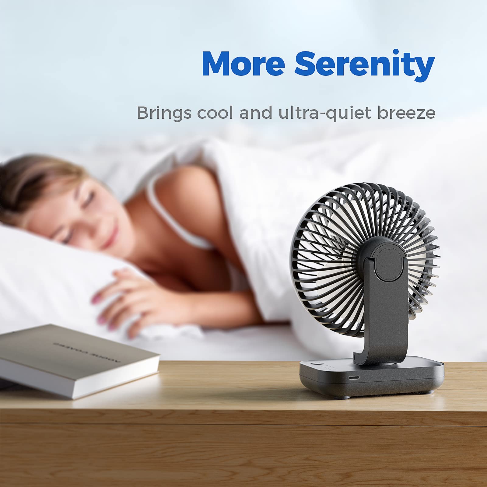 OCOOPA Small Desk Fan, 4000mAh Rechargeable USB Fan Battery Operated, 4 Speeds, 5'' Portable Table Fan with Strong Airflow Quiet, Detachable Grille, Mini Desktop Fan(Blue) 🍁 All In One Marketplace Canada