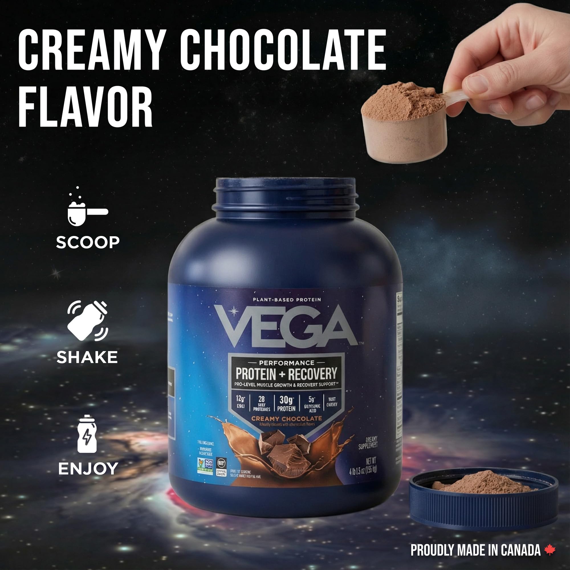 Vega Protein + Recovery, Chocolate – 30g Vegan Protein, Dairy & Gluten Free, Probiotics, NSF Certified, 1.98 kg (45 Servings) 🍁 All In One Marketplace Canada