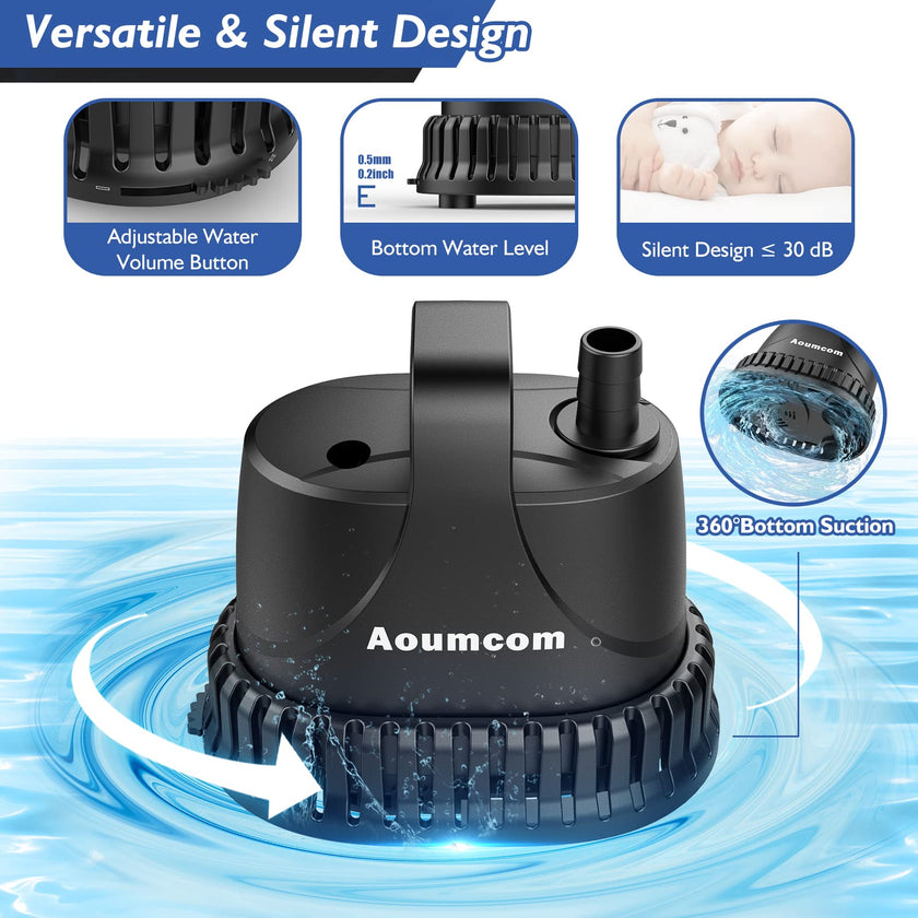 Aoumcom 200GPH Submersible Water Pump, 10W Water Fountain Pump, Aquarium Pump, 750L/H Water Pump with 7ft Power Cord for Garden Fountain, Water Table, Waterfall, Fish Tank, Pond, Hydroponics 🍁 All In One Marketplace Canada