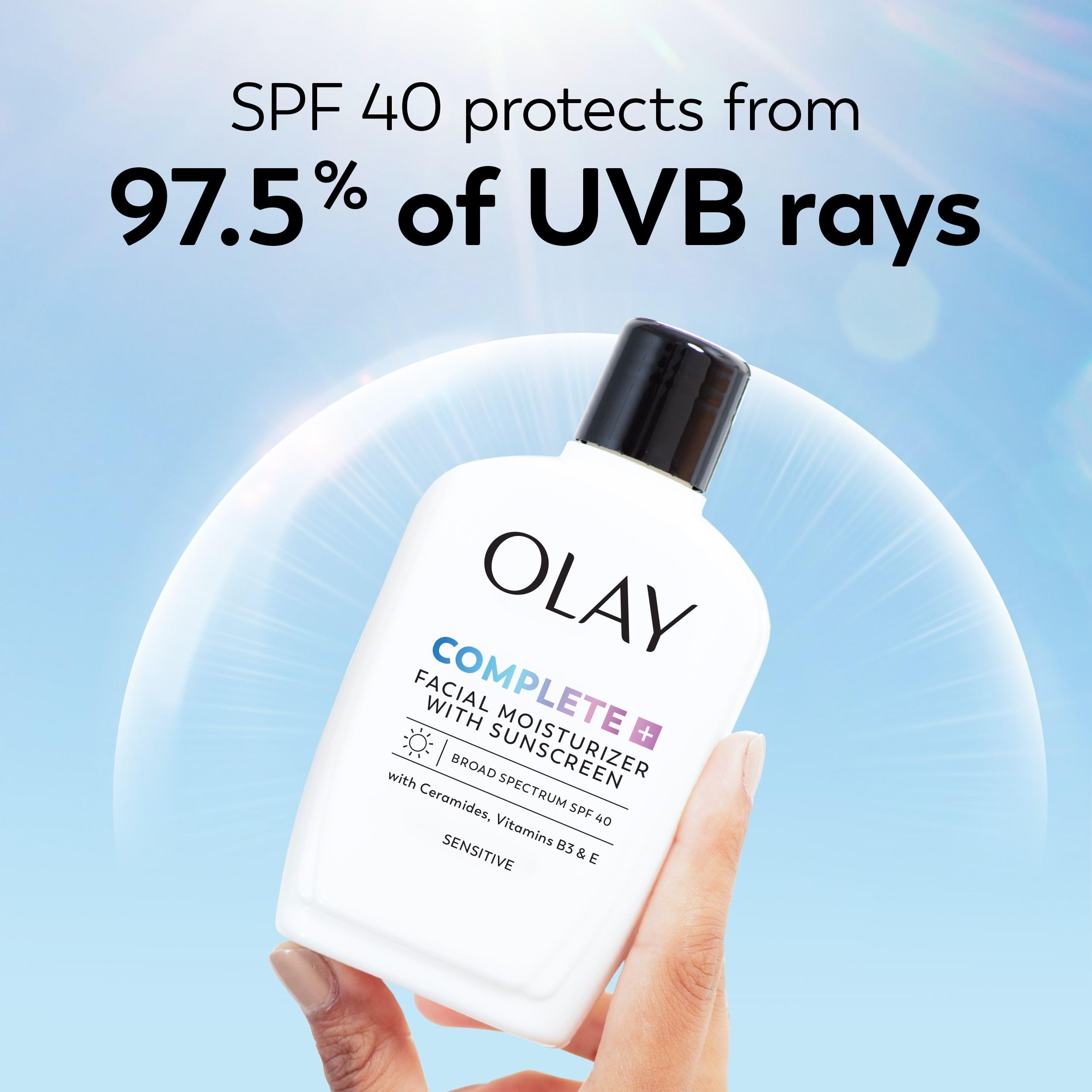Olay Complete+ Face Moisturizer with Sunscreen SPF 40, For Sensitive Skin, Broad Spectrum Sun Protection, Fragrence-Free - No White Cast on All Tones, Nourishes Moisture Barrier - Ceramides, 177 mL 🍁 All In One Marketplace Canada