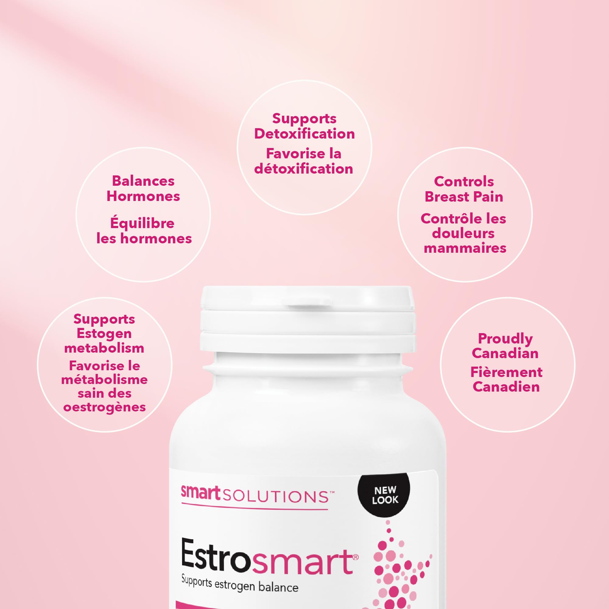 Smart Solutions Estrosmart Vegetarian Capsules, Balances Hormones, Supports Estrogen Metabolism, and Controls Breast Pain. With Calcium D-Glucarate, and DIM, Gluten-Free, Soy-Free, No Artificial Preservatives or Sweeteners, 120 Count