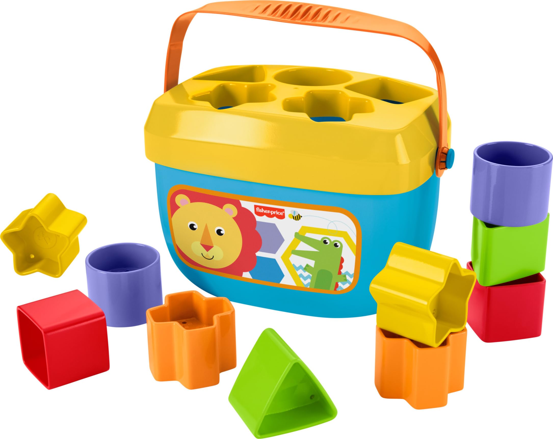 Fisher-Price Baby’s First Blocks & Rock-a-Stack Toy Set, Bucket of 10 Shapes & Ring Stacking Activity for Developmental Play Ages 6+ Months 🍁 All In One Marketplace Canada