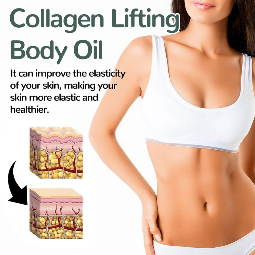 Collagen Lifting Body Oil with Vitamin E & Rosemary - Firming & Tightening Oil for Neck, Chest, Arms, Thighs - Hydrating Formula for Silky, Fresh, Luminous, and Supple Skin - 100ml (2PC) 🍁 All In One Marketplace Canada