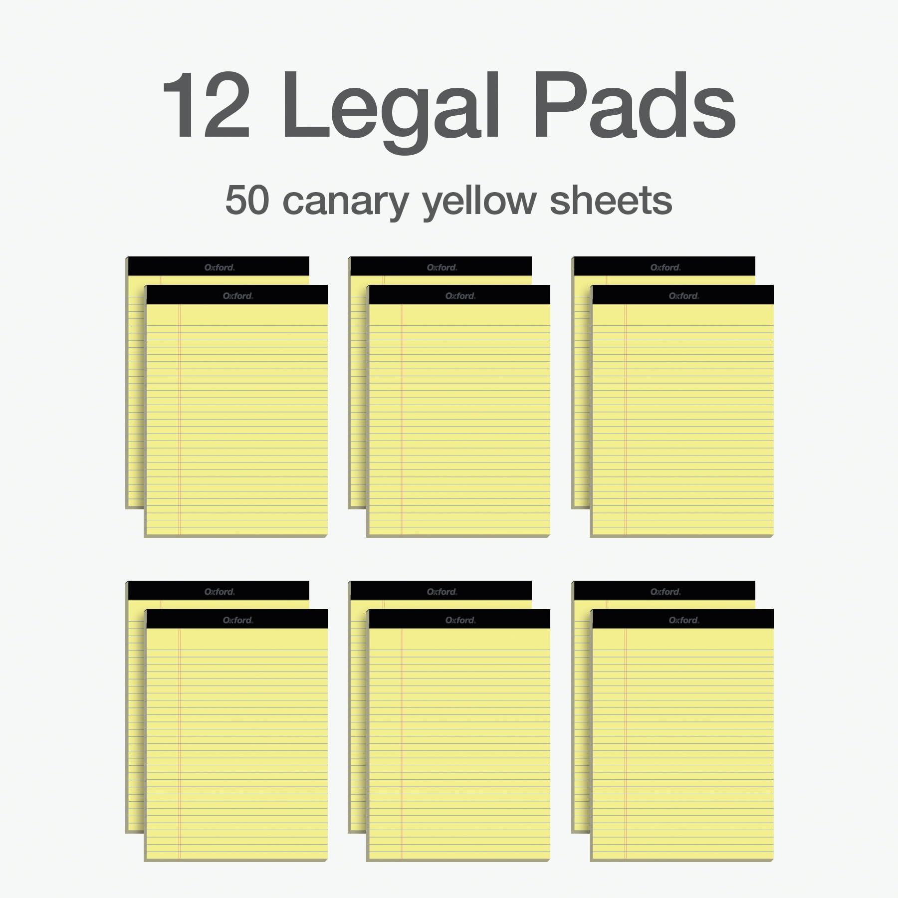 Oxford Legal Pads, 8.5 x 11 Inch, Wide Ruled, Yellow Paper, 50 Sheets per Pad, 12-Pack Notepads for School, Office, Lists, and Note Taking, Letter Size, Double-Sided Writing Pages 🍁 All In One Marketplace Canada