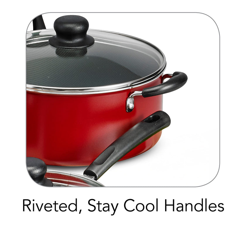 Tramontina PrimaWare 18 Pc Aluminum Nonstick Cookware Set, Red 🍁 All In One Marketplace Canada