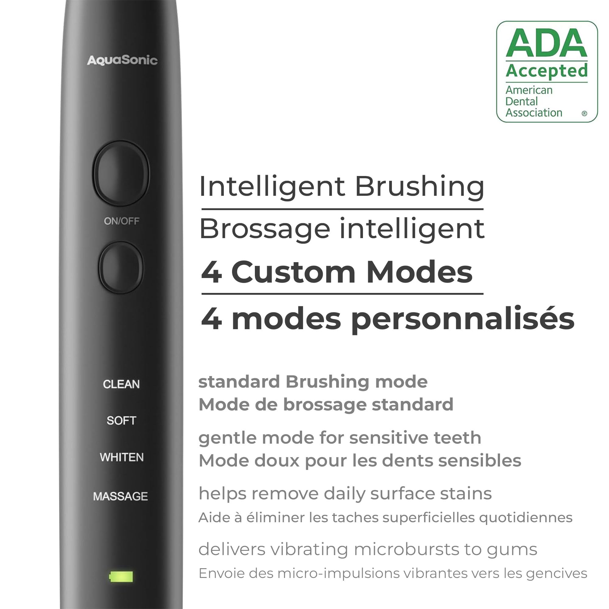 Aquasonic Black Series Ultra Whitening Electric Toothbrush | ADA Accepted Rechargeable Toothbrush, 8 Brush Heads & Travel Case, 40,000 VPM Electric Motor & Wireless Charging - 4 Modes with Smart Timer 🍁 All In One Marketplace Canada
