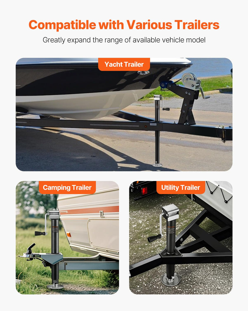 VEVOR A-Frame Trailer Jack, 5000 lbs Dynamic Load Capacity, Trailer Jack Stand with Handle & Rectangular Footpad, 15-inch Vertical Travel, Suitable for RV, Horse, Utility Trailers, Yacht Trailers 🍁 All In One Marketplace Canada