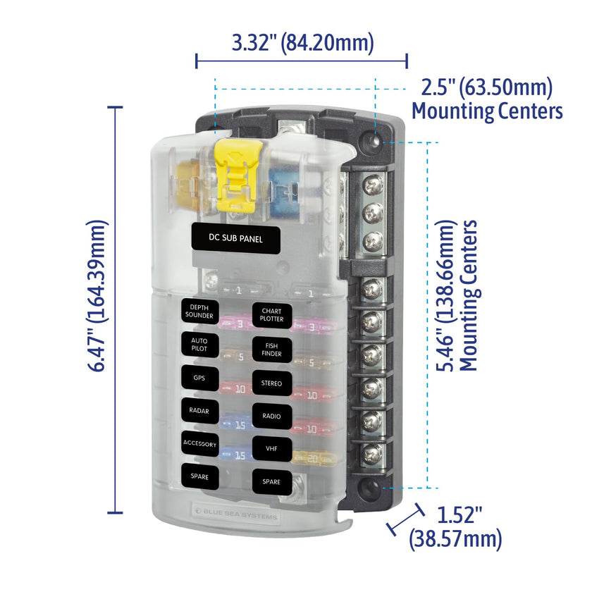 Blue Sea Systems ST Blade Fuse Block - 12 Circuits with Negative Bus & Cover 🍁 All In One Marketplace Canada