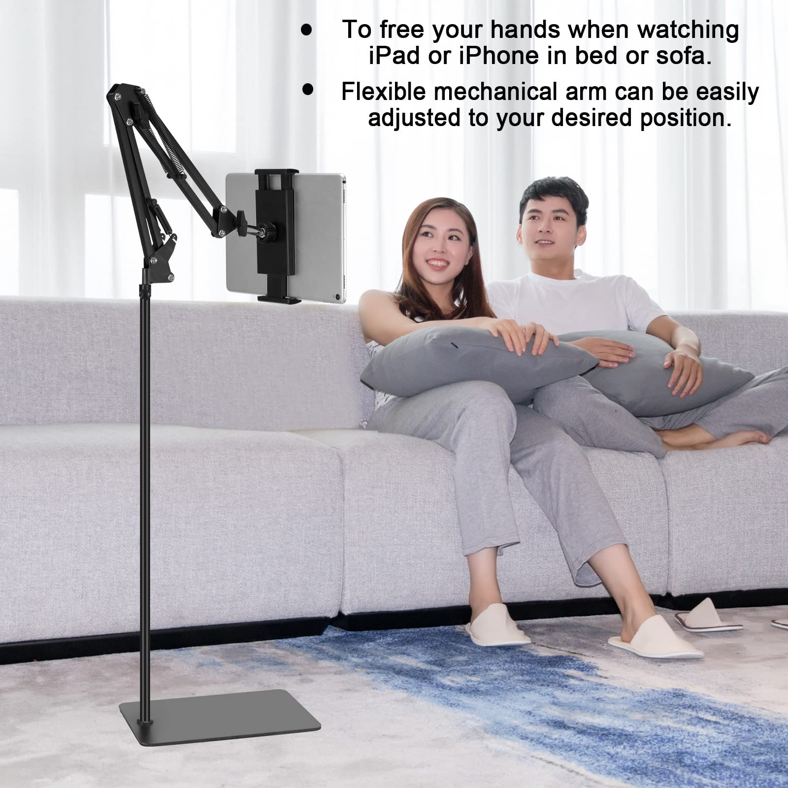 SAMHOUSING Tablet Floor Stand, Adjustable Universal 360-degree Rotatable Metal Tablet Holder, Phone Stand for iPad/iPhoneX/iPad Pro or Other 4.7~12.9 Inch-Screen Devices (Black) 🍁 All In One Marketplace Canada