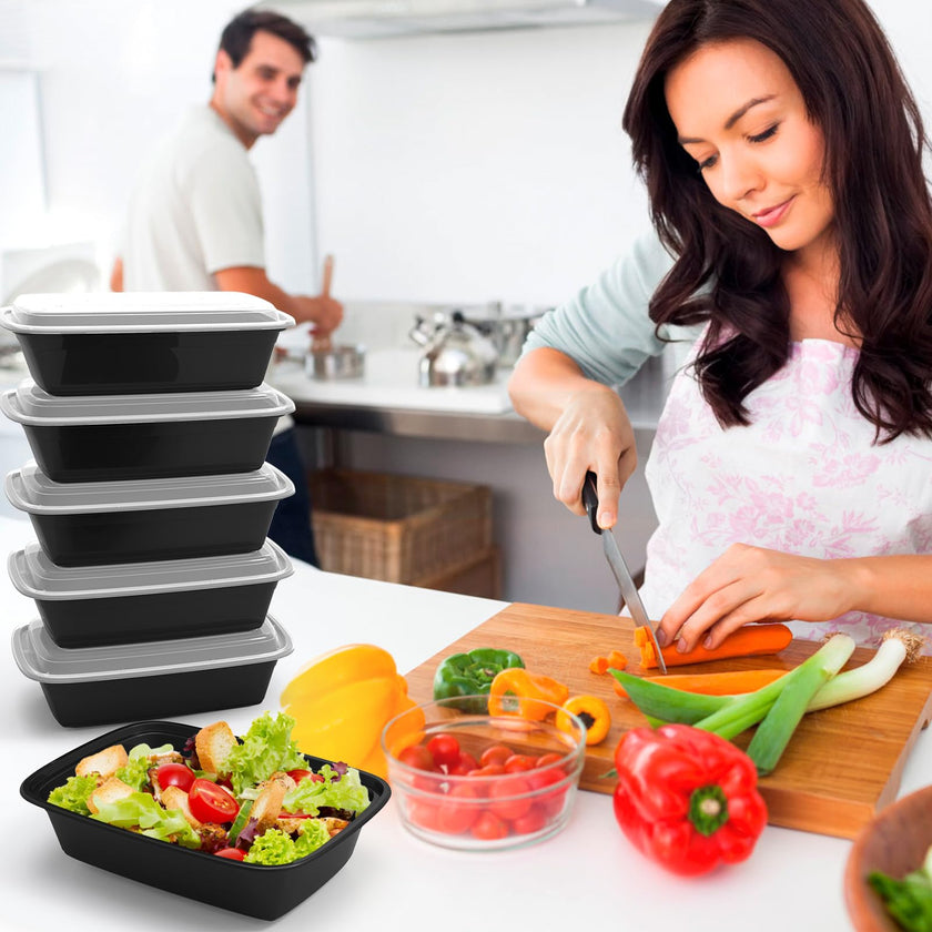 Meal Prep Containers Reusable 38oz - Food Containers with Lids 50 Pack, Disposable to Go Containers, Leakproof Food Prep Containers, Stackable, Takeout, BPA-Free, Microwave/Freezer Safe 🍁 All In One Marketplace Canada