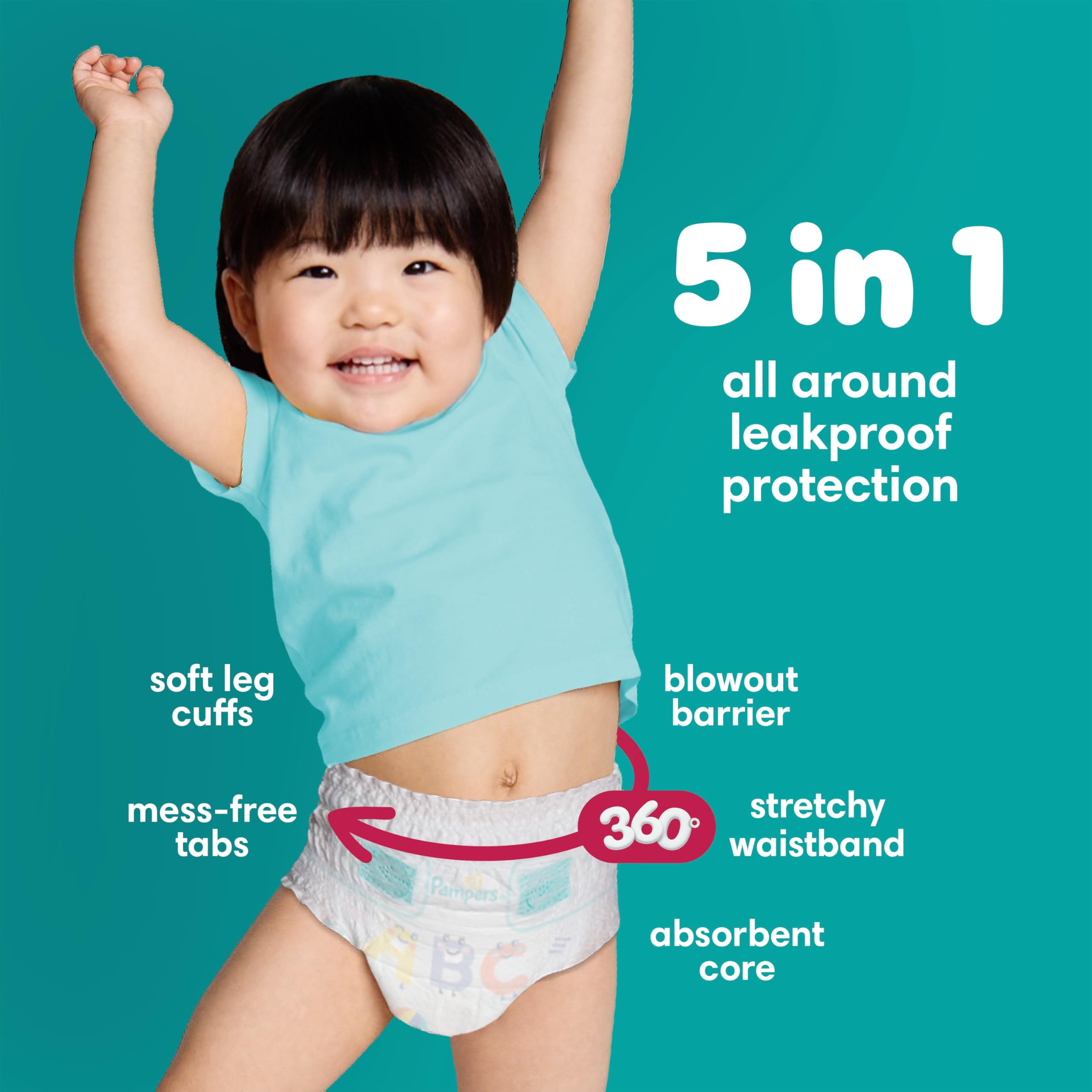 Pampers Diapers - Cruisers 360 degrees - Size 5, 56 Count, up to 100% Leakproof Fit, Designed for Active Babies, Pull On Diaper, EZ Off Tabs Designed for Easy Changes 🍁 All In One Marketplace Canada