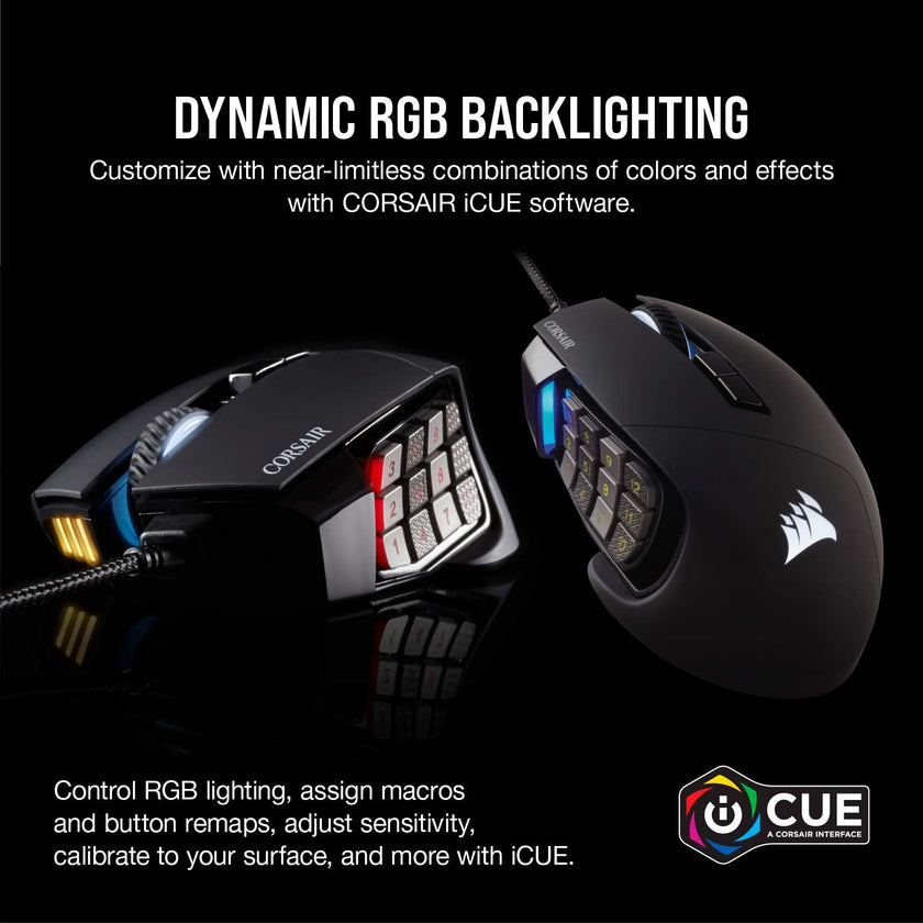 Corsair Scimitar RGB Elite Gaming Mouse for MOBA, MMO - 18,000 DPI - 17 Progammable Buttons - iCUE Compatible - Black 🍁 All In One Marketplace Canada