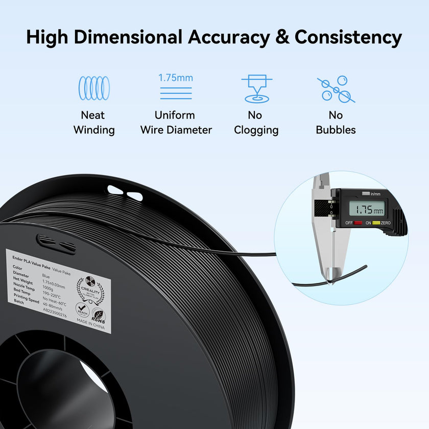Filament 1.75mm 2 Packs for 3D Printing, Cost-Effective Ender PLA Filament 3D Printers, No-Tangling, Strong Bonding and Overhang Performance Dimensional Accuracy +/-0.02mm, White & Black 🍁 All In One Marketplace Canada