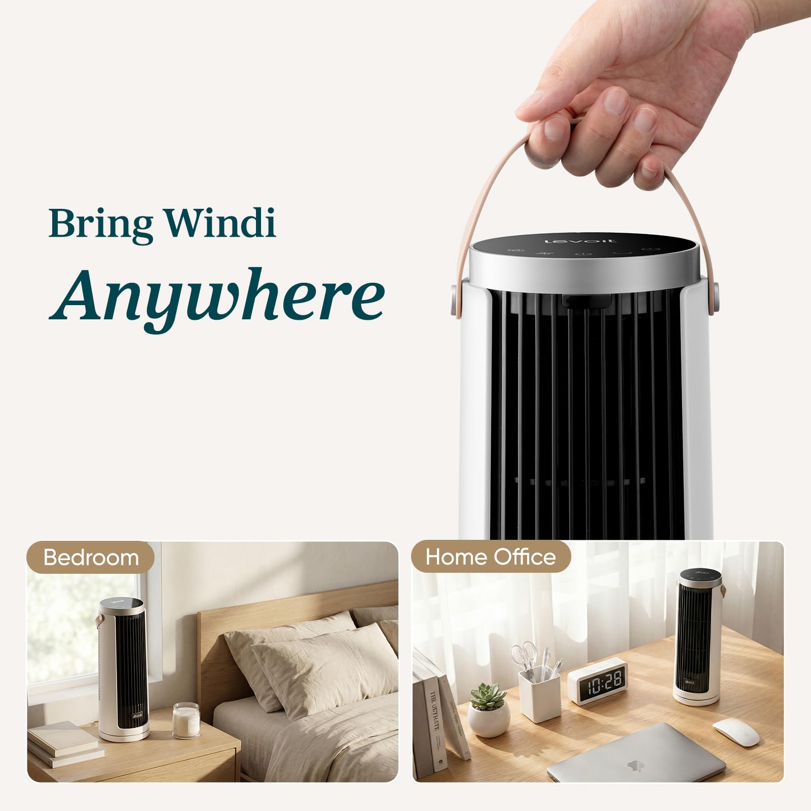 Levoit Mini Tower Fan for Bedroom, Quiet Cooling Desk Fan with Upgraded DC Motor, 20dB Ultra Silent, Portable Small Standing Fan with 5 Speeds, Multi‑Angle Oscillation, Remote & 12H Timer, Windi 🍁 All In One Marketplace Canada