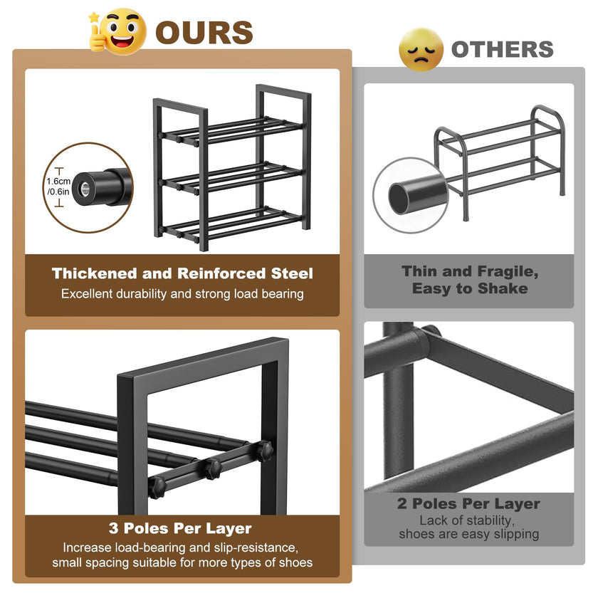 Roylvan 3-Tire Expandable Shoe Rack, 17