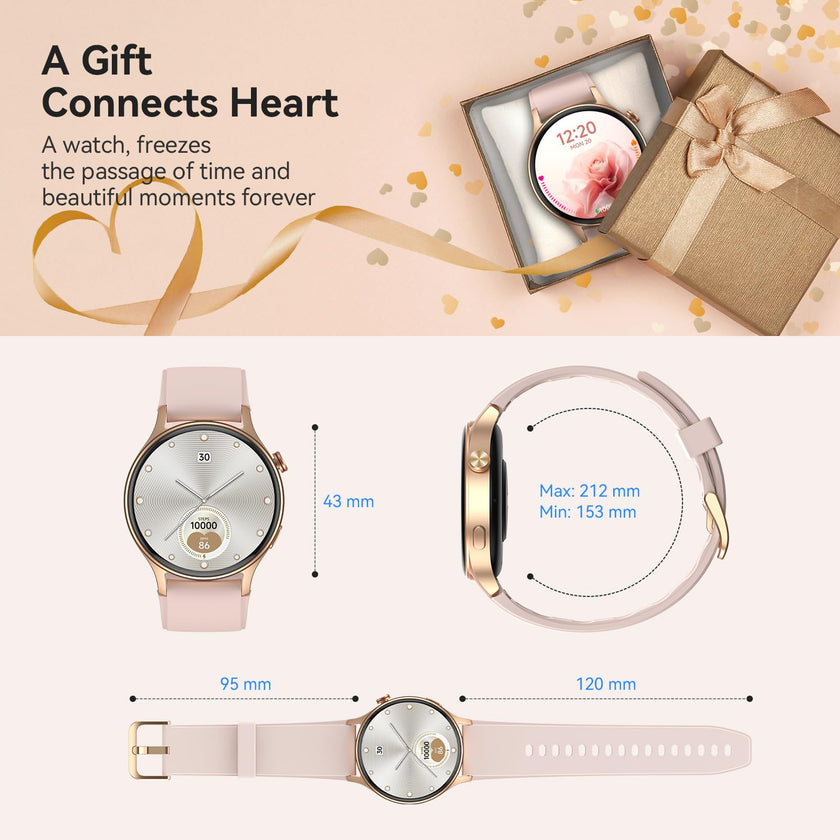 aeac Smart Watch for Women, AMOLED Ultra-Clear Screen Activity Trackers with Heart Rate/Sleep/SpO2 Monitor, Waterproof Fitness Smartwatch for iPhone/Samsung/Android（Pink Gold） 🍁 All In One Marketplace Canada