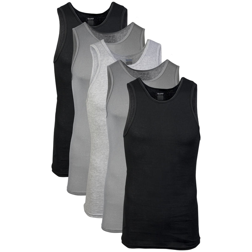 Gildan Men's A-Shirts 5 Pack, Grey/Black, Large 🍁 All In One Marketplace Canada