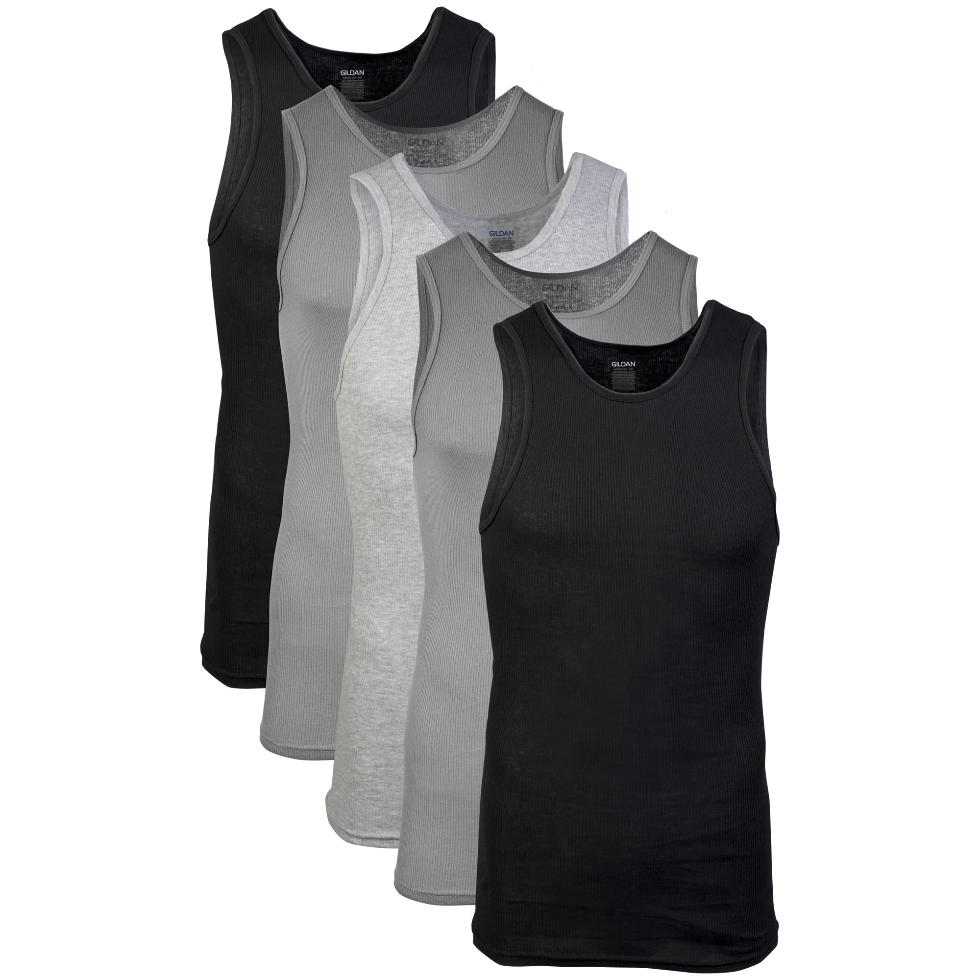 Gildan Men's A-Shirts Tanks Multipack, Grey/Black (5 Pack), XX-Large 🍁 All In One Marketplace Canada