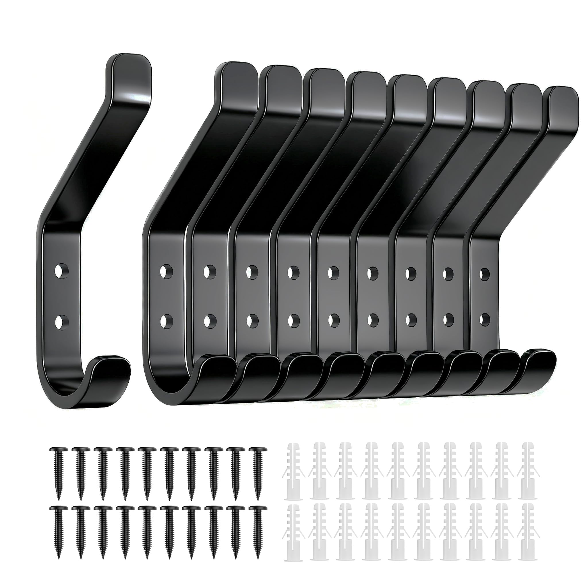 susswiff 10-Pack Coat Hook for Hanging, 10KG (Max), Stainless Wall Hooks for Towel, Hat, Backpack, Key, Clothes, Wall Mounted Coat Hanger for Closet, Black 10 CM 🍁 All In One Marketplace Canada