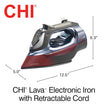 CHI Steam Iron for Clothes with 8’ Retractable Cord, 1700 Watts, 3-Way Auto Shutoff, 400+ Holes, Professional Grade, Temperature Control Dial, Lava Infused Ceramic Soleplate, Black (13113) 🍁 All In One Marketplace Canada